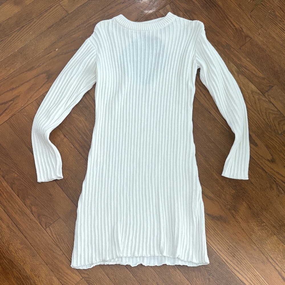 Rue Stiic White Ribbed Knit Dress